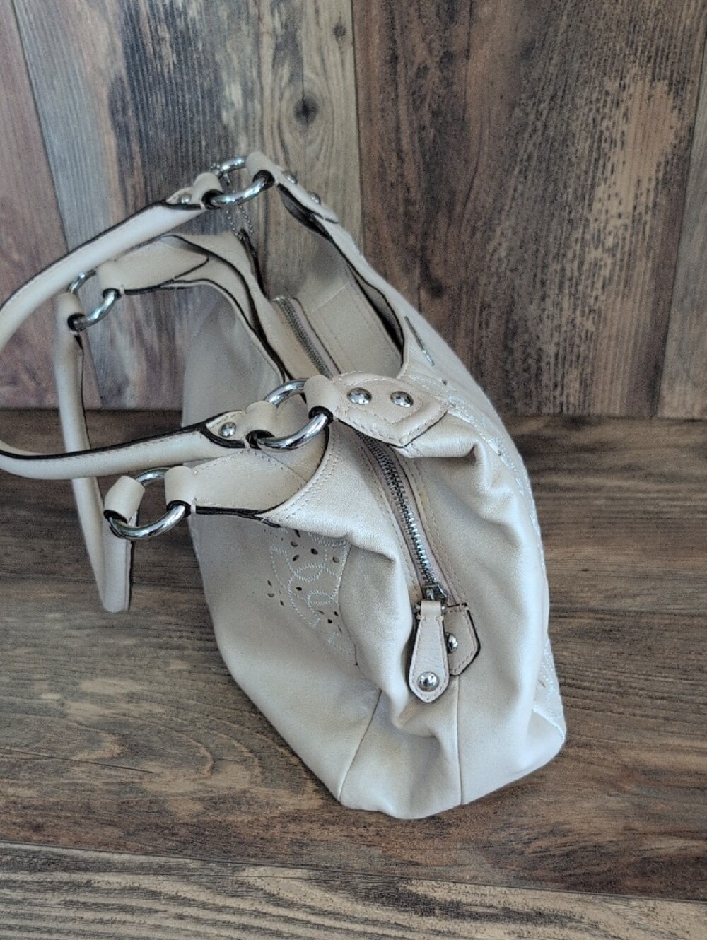 Coach Ashley Tossed Laser-Cut Leather Eyelet F22485 Shoulder Bag Handbag   M414 - Picture 6 of 12